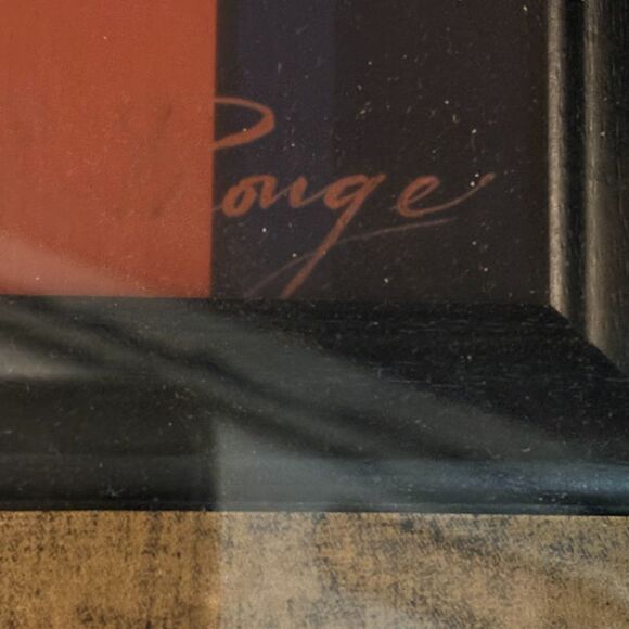 Classic Wine Print Signed "Rouge" Framed Black and Gold - Picture 8 of 8